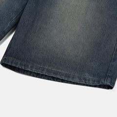 Oil Washed Bermuda Black Denim Shorts 002