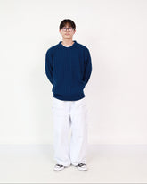 Plain Knit Navy + Balloon Pants White