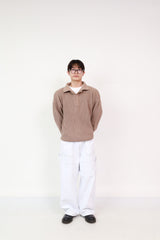 Button up Knit Dark Beige 003