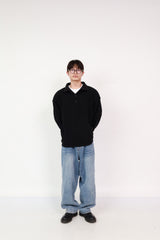 Button up Knit Black 003
