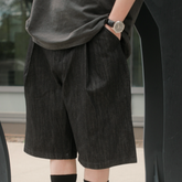 Bermuda Raw Black Denim Shorts 001