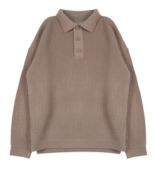 Button up Knit Dark Beige 003