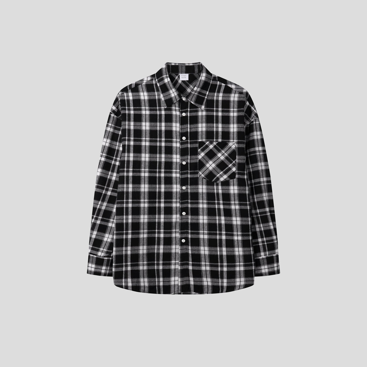 Black Check Oversize Button Up Shirt 001