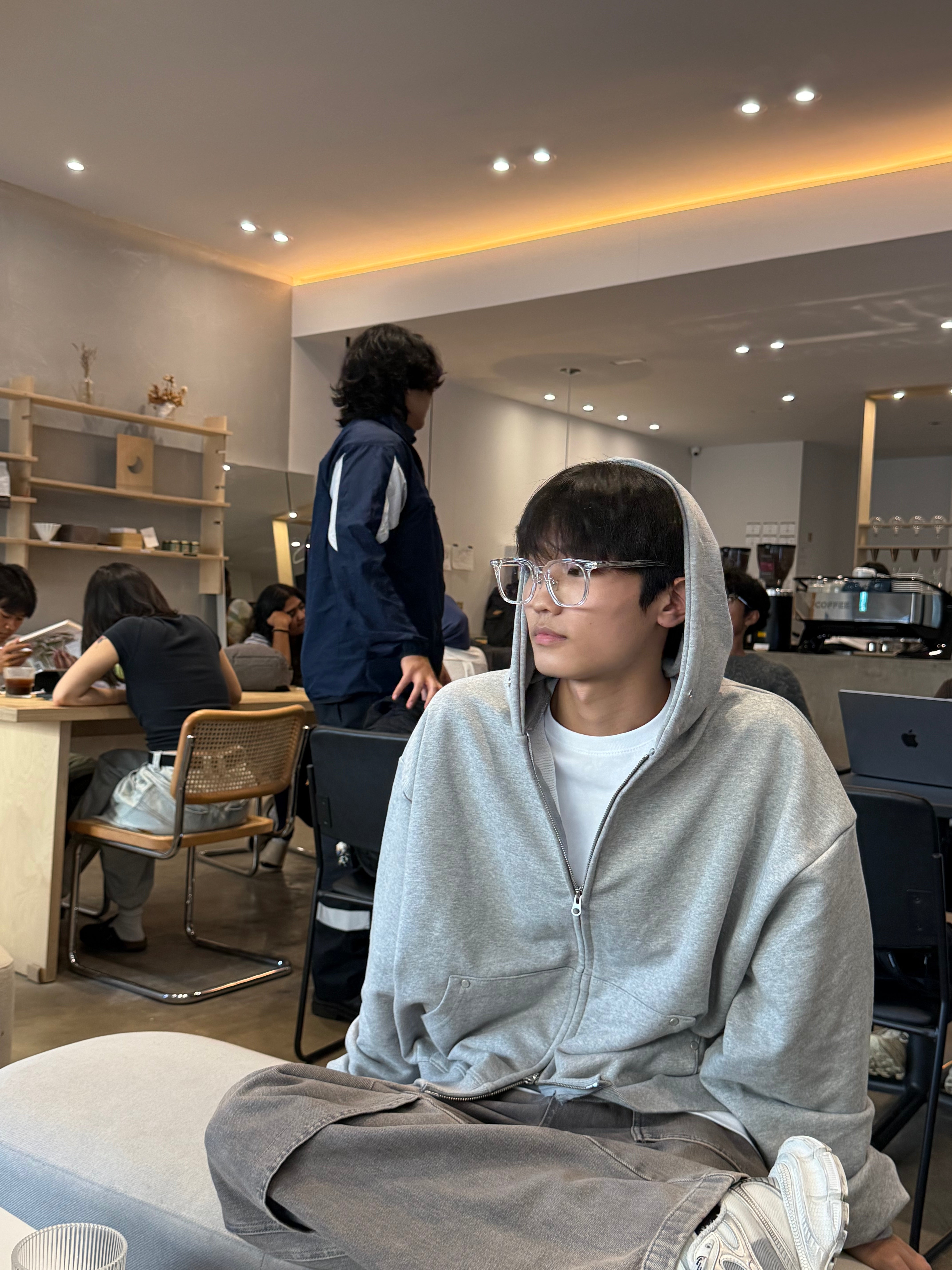 Grey Oversized Hoodie Zip up 001