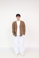 Cardigan Beige + Balloon Pants White