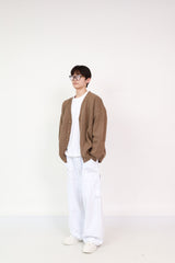 Cardigan Beige + Balloon Pants White
