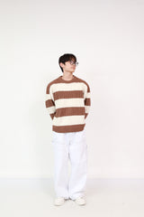 Stripe Knit Brown +  Balloon Pants White