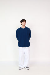 Plain Knit Navy +  Balloon Pants White